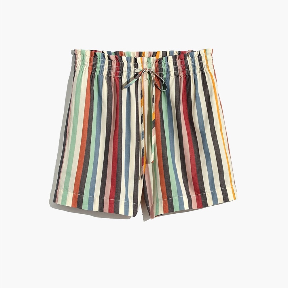 NWT - Madewell Smocked-Waist Pull-On Shorts in Rainbow Stripe- Size XS